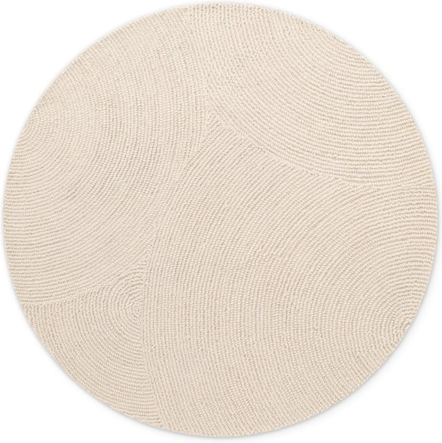NYVI Teppich Calmio aus 100 % Wolle, Geometrisches Design, Rund, Farbe: Weiß, Durchmesser: 200 cm - Bild 1