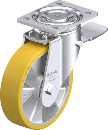 Blickle Lenkrolle LH-ALTH 180K-ST mit Feststeller, Rad-Durchmesser: 180 mm, Tragfähigkeit: 700 kg, Farbe: Silber - Bild 1