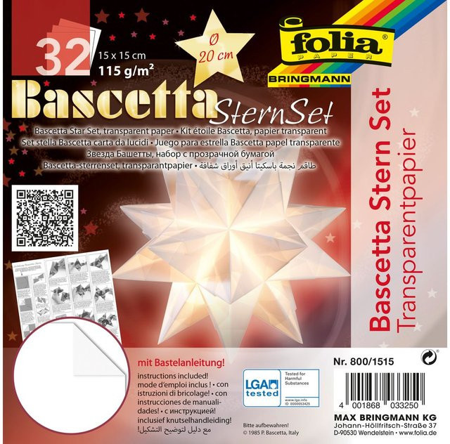 Bascetta-Stern Set Transparentpapier Weiß, Durchmesser: 20 cm - Bild 1