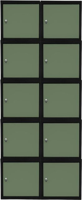 PROREGAL Blocky Schließfachwürfel Set aus 10 Stück mit Drehriegelschloss für Vorhängeschlösser, Farbe: Anthrazit/Resedagrün, B/T/H: 40 x 40 x 40 cm - Bild 1