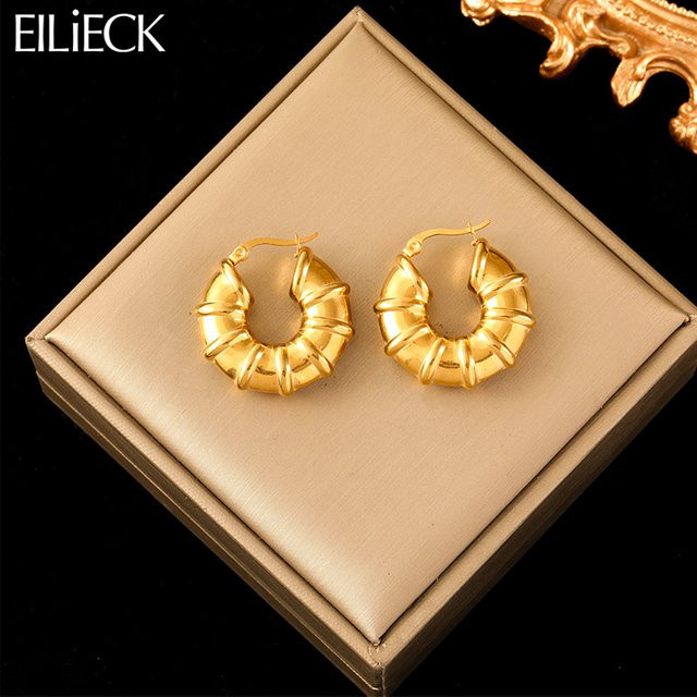 Eilieck Creolen Edelstahl, Gold, Damen - Bild 1