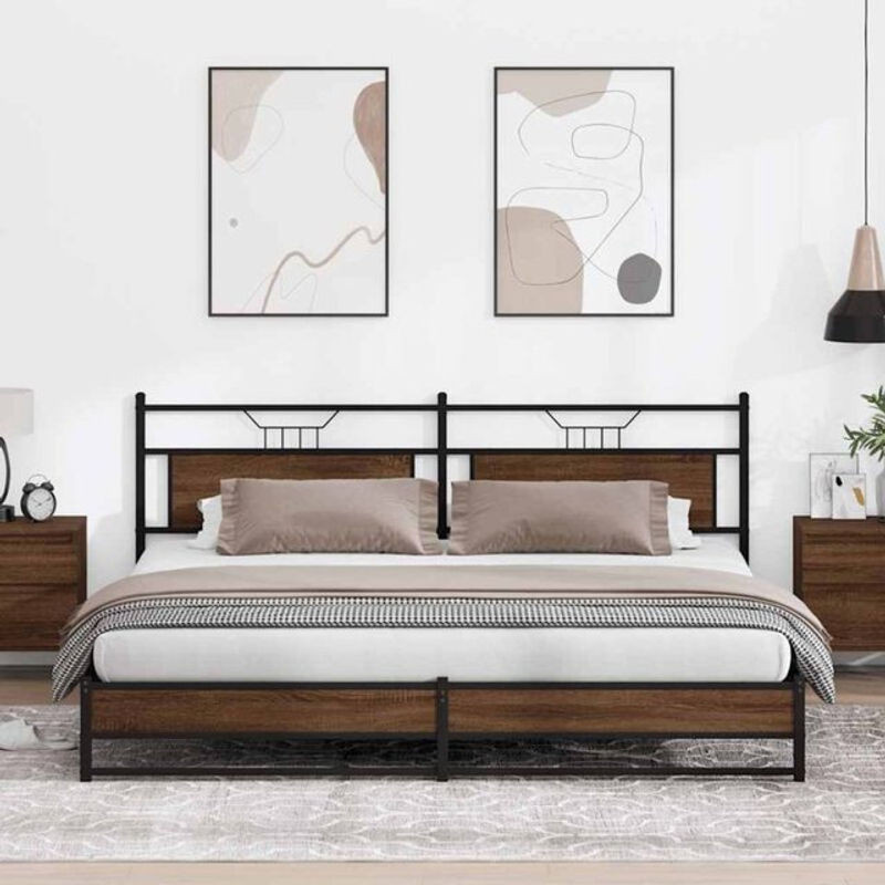 Metallbett Vidaxl in Braun Eichen-Optik aus Metall und Holzwerkstoff B/T: 200 x 200 cm - Bild 1