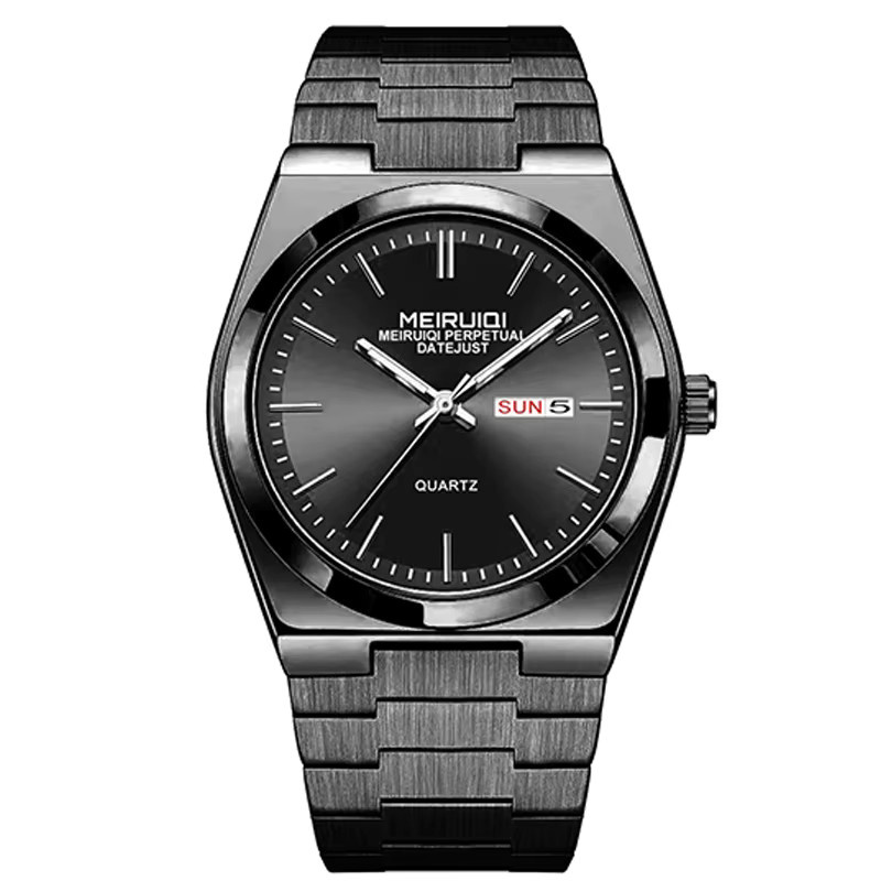 MEIRUIQI Armbanduhr Quarz, Edelstahl, Schwarz, Herren - Bild 7