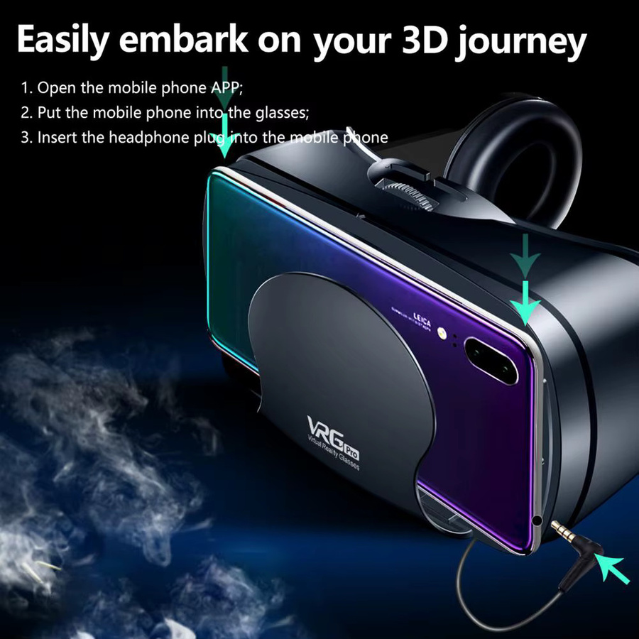 VRG Pro 3D Virtual Reality VR Brille AyeBeau Headset für Smartphones in Schwarz - Bild 4