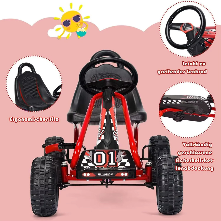 GOFLAME Go-Kart, Tretauto, mit verstellbarem Sitz, mit Handbremse, ab 3 Jahre - Bild 5