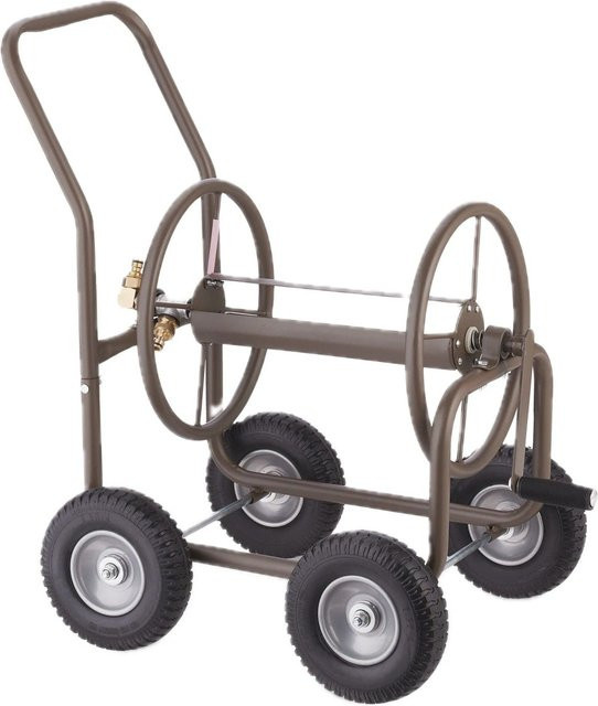 Relaxdays Schlauchwagen aus Stahl in Braun mit 4 Vollgummirädern, B/T/H: 81 x 50 x 80 cm - Bild 1