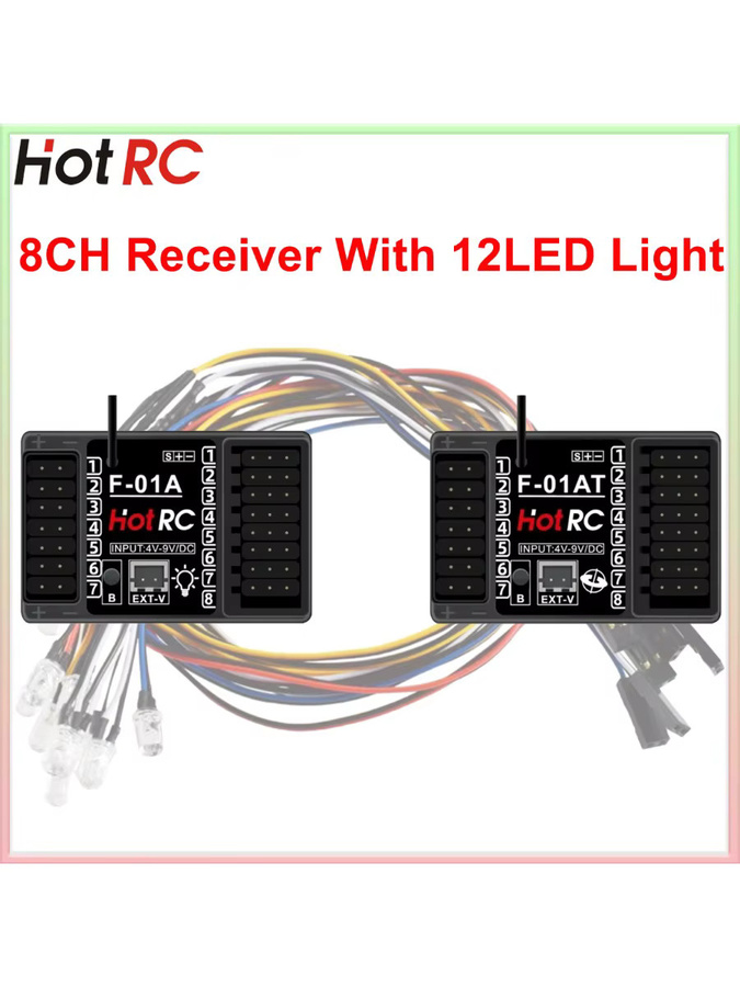 HotRC F01A F-01AT 8 Kanal Gyro Empfänger, mit 12LED Licht, Zubehör - Bild 2