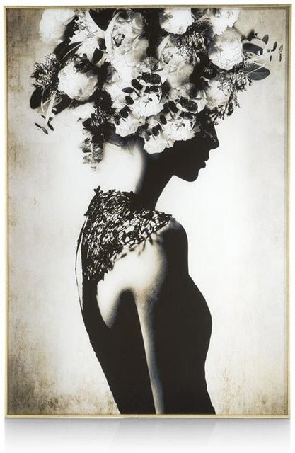 Modernes Wandbild FLOWER Crown in Floral-Design auf Leinwand, Farbe: Weiß - Bild 1