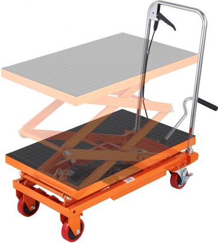 VEVOR TFD15 Hydraulischer Hubwagen Tischwagen Orange, 150 kg Kapazität, 127 cm Hubhöhe, mit 4 Rädern und rutschfestem Pad für Materialhandhabung und Transport - Bild 1