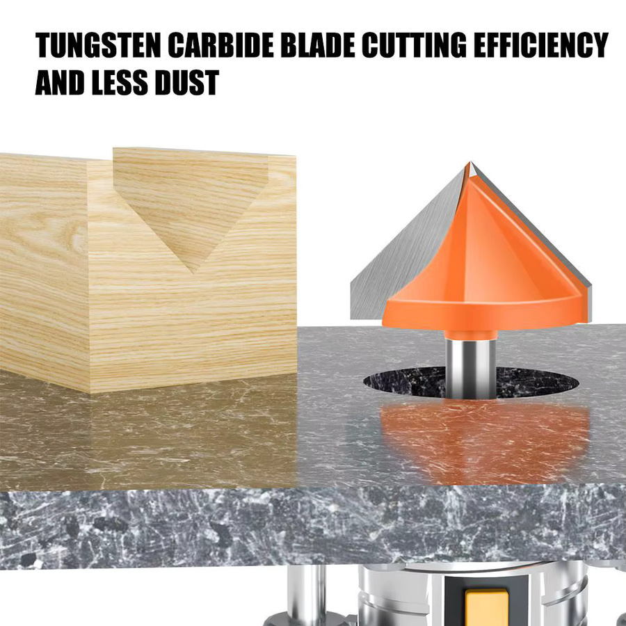 JGZUI V-Typ Schlitzen Cutter Bit CNC Gravur Fräser aus Hartmetall mit 8mm Schaft in Silber - Bild 2