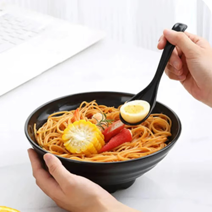 FEB.WIND Ramen-Schüssel aus Kunststoff in Schwarz, robuste Salatschüssel für Instant-Nudeln und Heimgeschirr - Bild 5