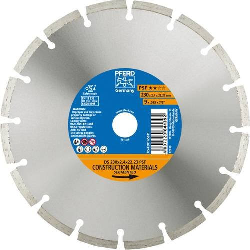 PFERD Diamant-Trennscheibe PSF für Stein und Beton, Farbe: Silber, Durchmesser: 230 mm, Bohrungs-Ø: 22,23 mm - Bild 1