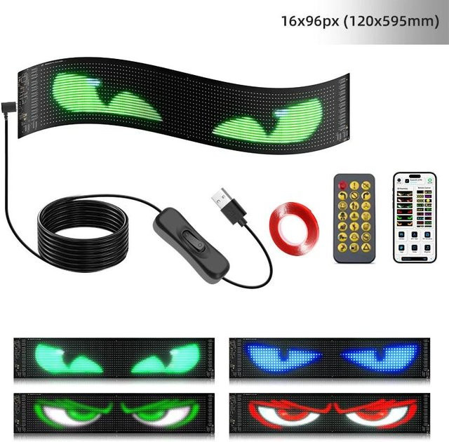 2er Set Mellow Home LED Devil Eye Matrix Panel für Auto und LKW, programmierbares digitales Display mit Bluetooth-App-Steuerung, Multicolor - Bild 1