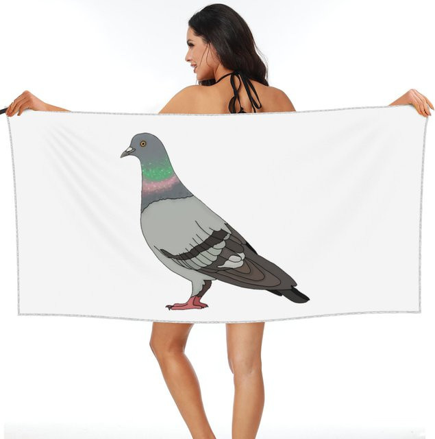 Taubengang Strandtuch aus Mikrofaser in Grau und Weiß, schnelltrocknend und saugfähig, Breite: 80 cm, Länge: 160 cm - Bild 1