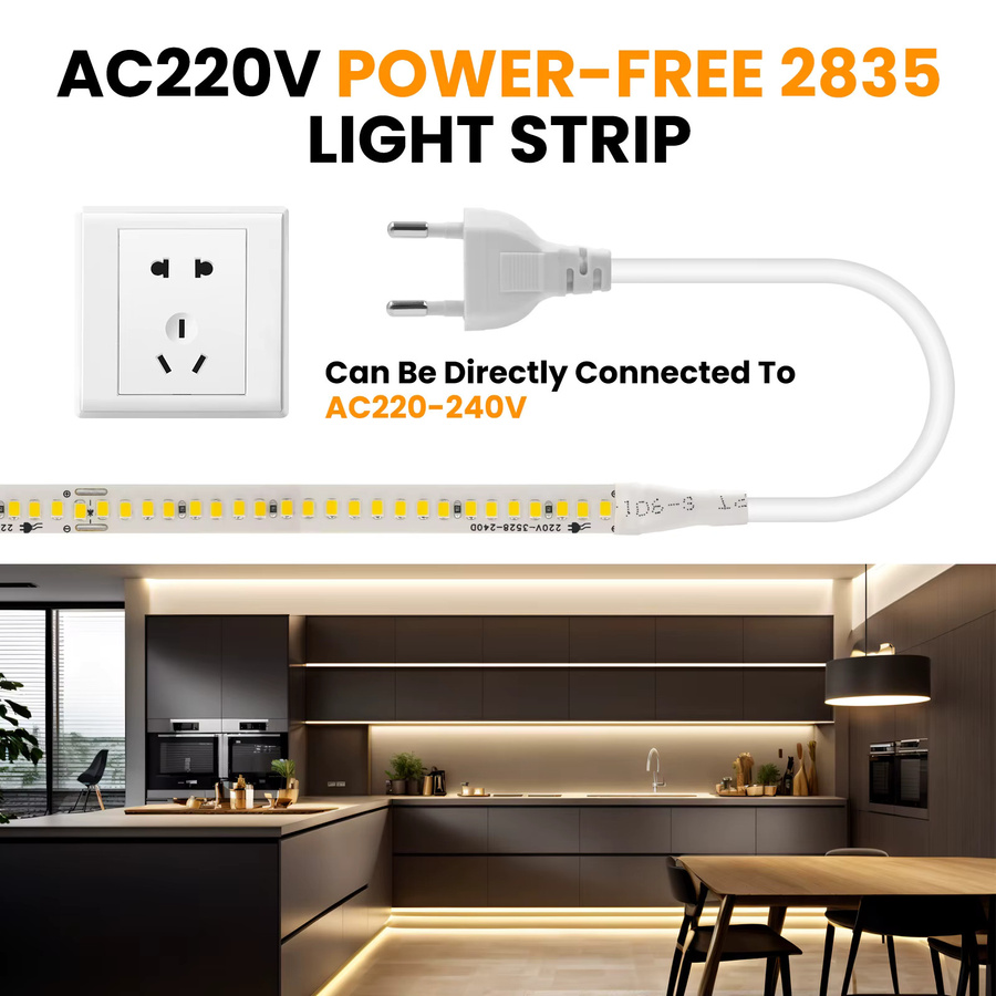 KISUFU LED Streifen Licht mit Stecker, IP44 Flexibles LED Band, 240 Leds/m, Weiß, inkl. Netzteil - Bild 3