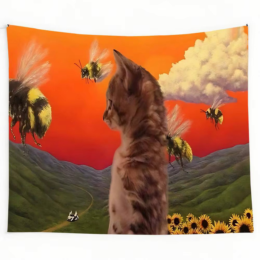 52TOYS Wandteppich mit Katzenmotiv im Art Deco Stil, Mehrfarbig, Rechteckig - Bild 2