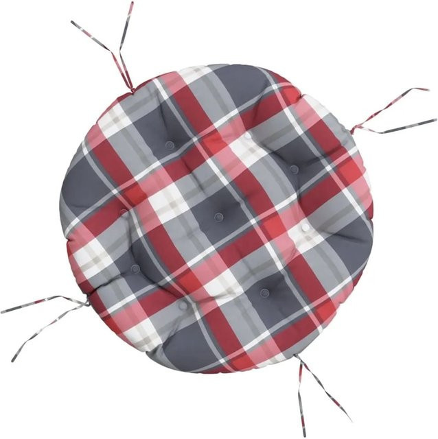 vidaXL Kissen Rund Rot Karomuster aus Oxford-Gewebe, Durchmesser: 60 cm, Höhe: 11 cm - Bild 1