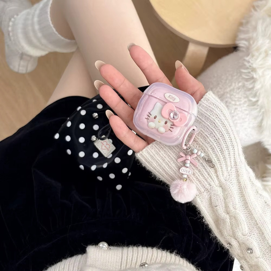 Sanrio Hello Kitty Kopfhörerhülle für Apple AirPods 1 2 3 4 Pro Pro 2 Pro 3 in Rot und Pink - Bild 5