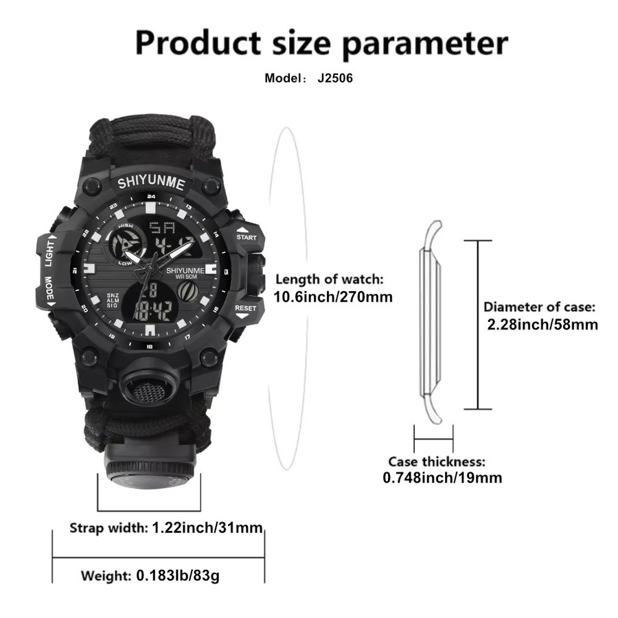 SHIYUNME Chronograph Digitaluhr, Kunststoff, Schwarz, Herren - Bild 3