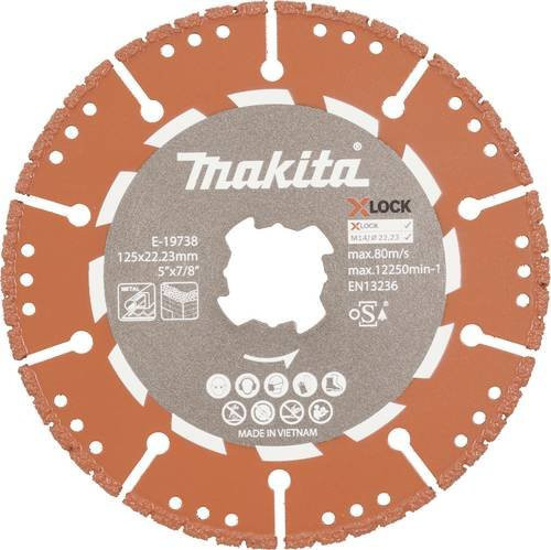 Makita Diamanttrennscheibe X-LOCK Rescue für Metall und Beton, Durchmesser: 125 mm, Orange - Bild 1