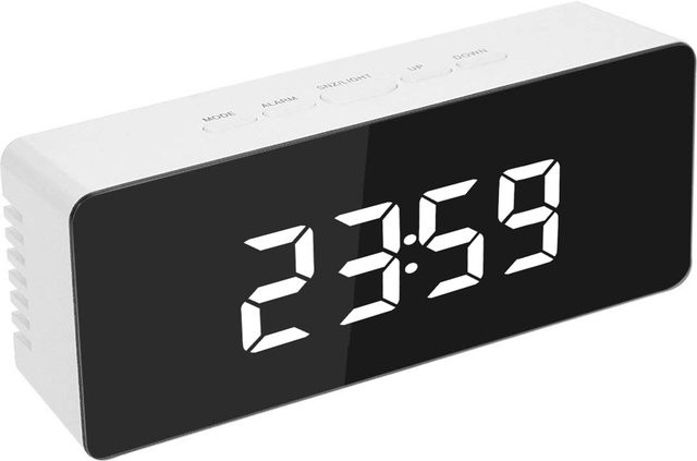 Digitaler LED-Spiegelwecker von Tooarts mit Temperaturanzeige in Weiß - Bild 1