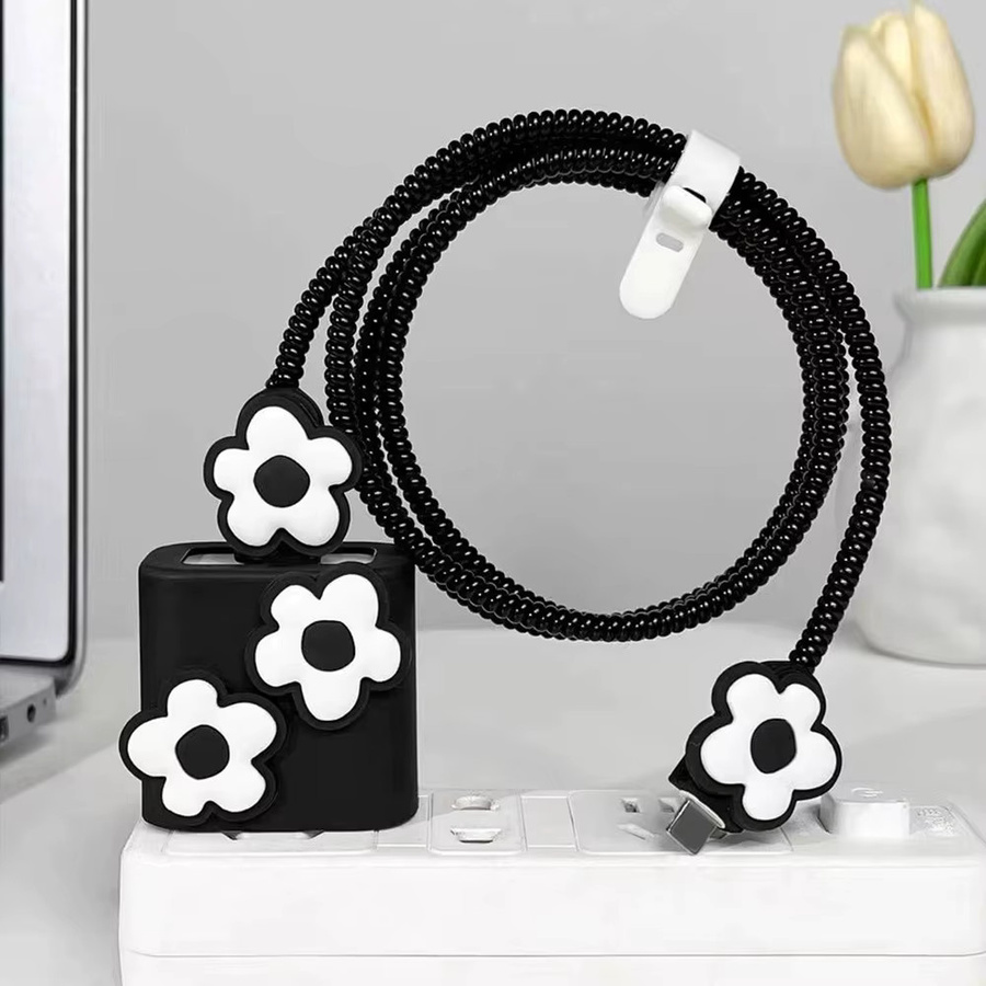 TAOYUNXI Blumen Ladekabelschutzhülle aus Silikon für iPhone 17 Pro Max 16 15 und 20W Ladekabel - Bild 4