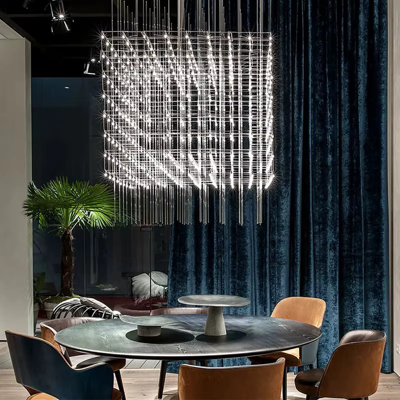 Moderner Würfel-Kronleuchter von HomeLover als Pendelleuchte aus Metall für Wohnzimmer, Esszimmer oder Büro in Warmweiß - Bild 3