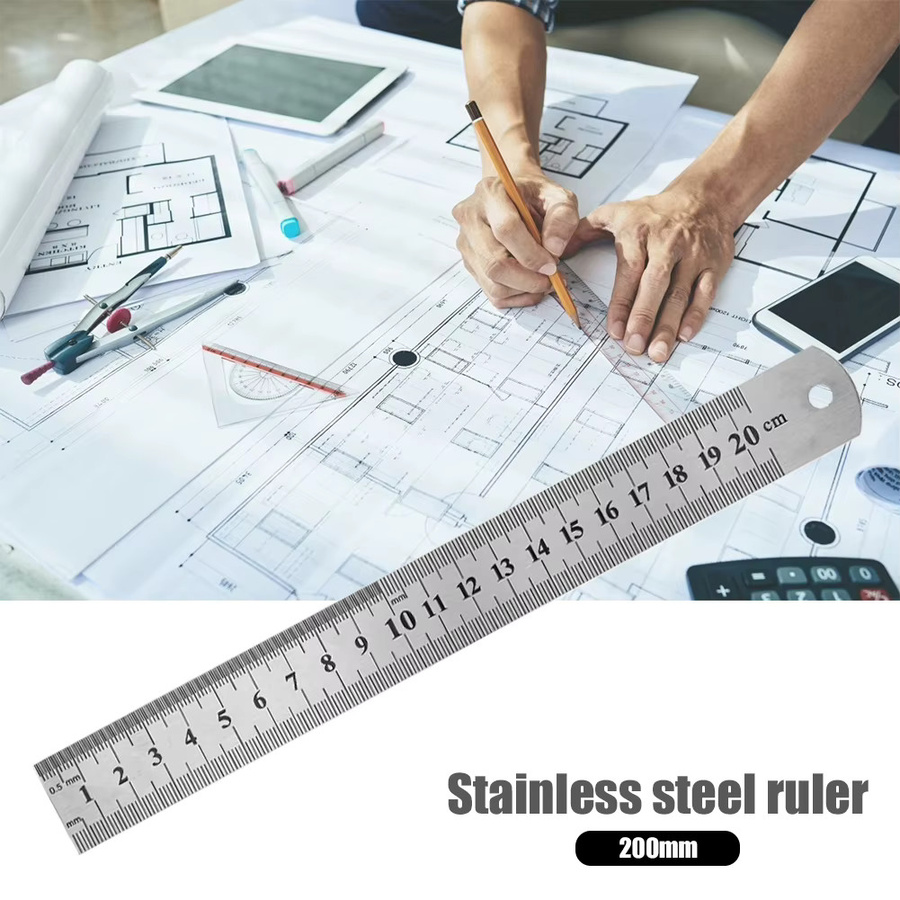 APWIKOGER Edelstahl-Lineal in Silber für Schule, Büro und Handwerk - Bild 2