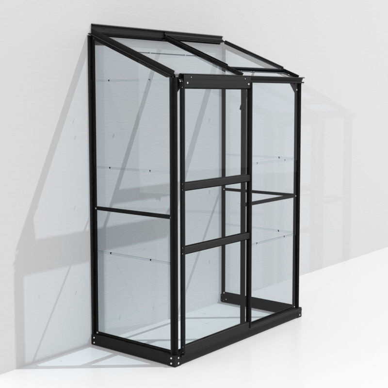 Vitavia Anlehn-Gewächshaus Styx 900 aus Aluminium mit Einscheiben-Sicherheitsglas in Schwarz, B: 13,06 cm, H: 182,3 cm, T: 68,8 cm - Bild 2