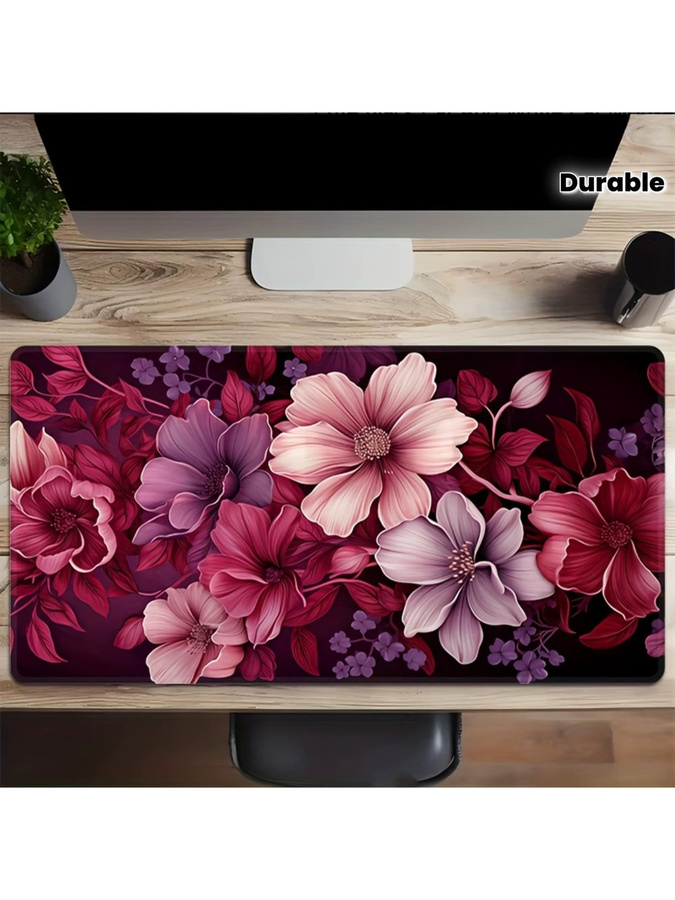 Großes Blumen-Mauspad für PC-Gaming, wasserabweisende und rutschfeste Schreibtischunterlage in Multicolour - Bild 5