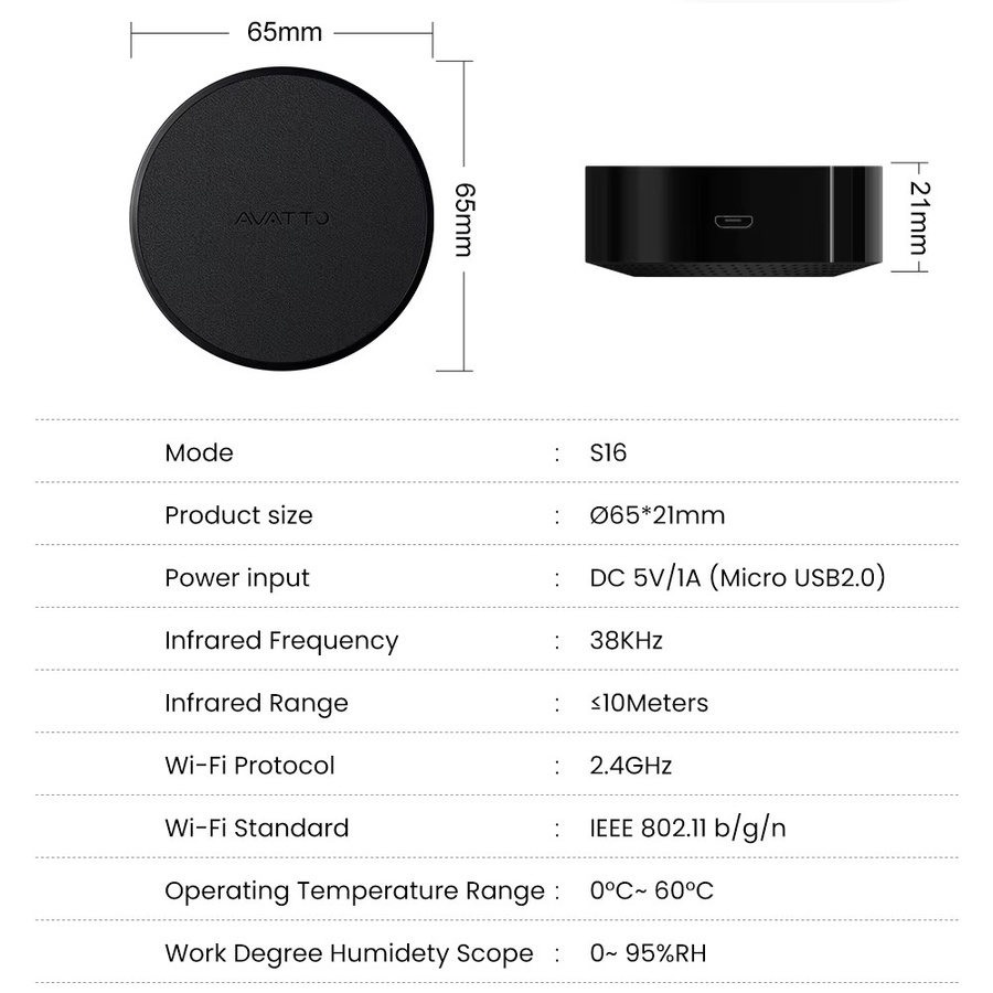 AVATTO Tuya WiFi IR Smart Home Infrarot Fernbedienung für Klimaanlage und TV, Schwarz, kompatibel mit Alexa und Google Home - Bild 6