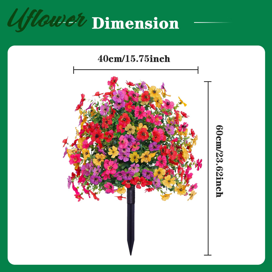 Uflower UV-beständige künstliche Blumenkugeln in Violett mit Pfählen für Garten und Dekoration - Bild 2