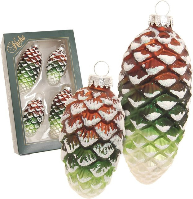 Krebs Glas Lauscha Weihnachtsornamente Tannenzapfen Wald 4-tlg. Grün, Höhe: 7 cm - Bild 1