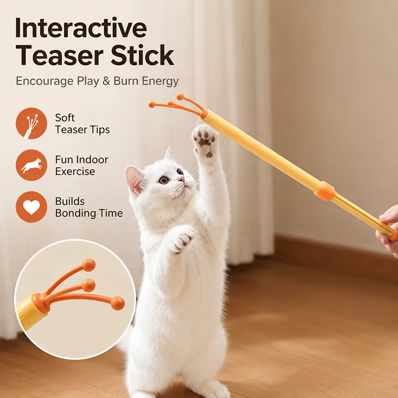 pawstrip 3-in-1 Teleskop-Katzenspielzeug, interaktiver Katzen-Teaser-Stab - Bild 2