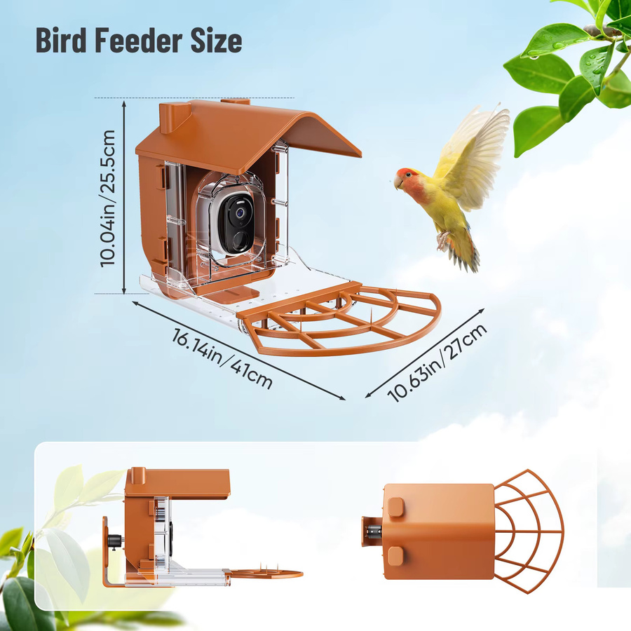 Jugacool Smart Vogelfutterstation mit HD AI Kamera, solarbetriebene Wildvogelbeobachtungskamera für den Außenbereich in Grau mit Wi-Fi - Bild 2