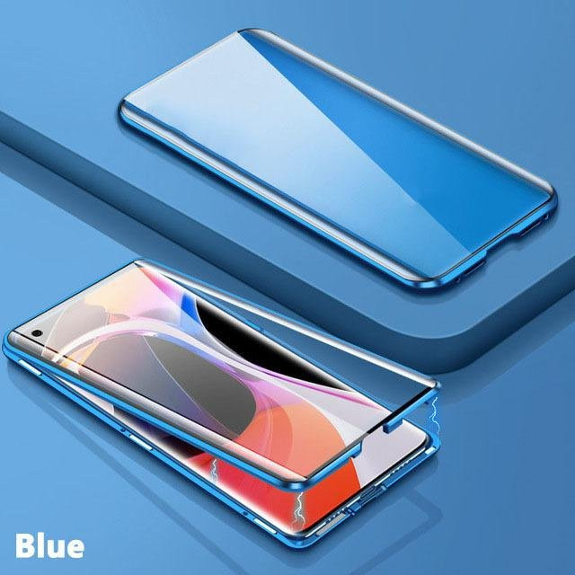 Magnetische 360 Grad Vollschutz Handyhülle mit Glas und Schnappverschluss für Samsung Galaxy S25 Ultra S24 S23 S22 Serie in Blau - Bild 1