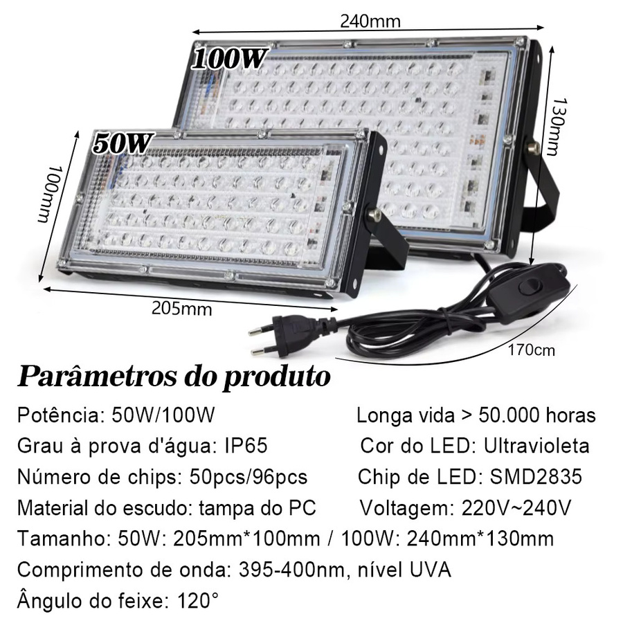 PARKSON LED-UV-Flutlicht Schwarzlicht für Party und Bühne, wasserdicht, 24 W - Bild 2
