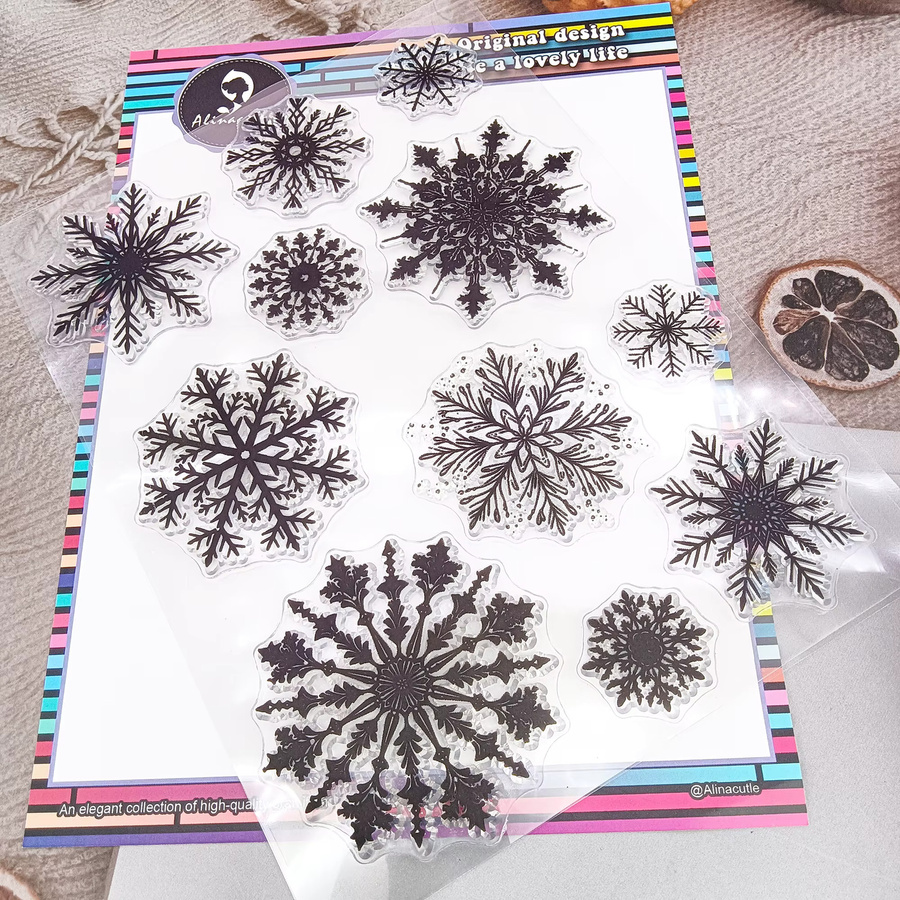 Alinacutle Silikon Stempel mit Weihnachtsschneeflocken Design in Transparent für Papierhandwerk und Bastelarbeiten - Bild 2