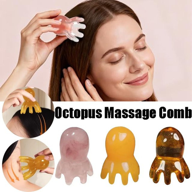 trebalena Oktopus-Massagekamm mit Harzkopf, Unisex - Bild 1