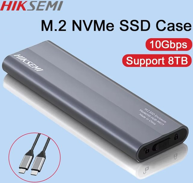 HIKSEMI M.2 NVMe SSD Gehäuse in Grau mit USB-C Anschluss und 10Gbps Übertragungsrate aus Aluminium - Bild 1