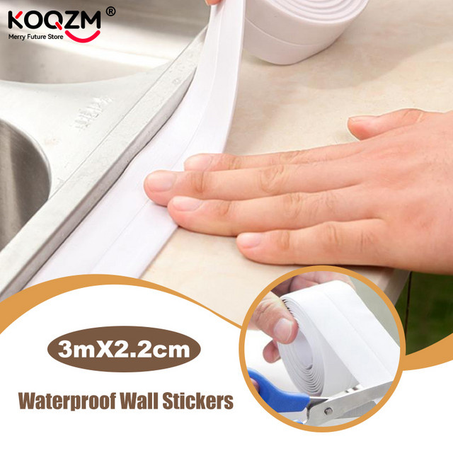 KOQZM Selbstklebendes Dichtungsband aus PVC, wasserdicht und ölbeständig, 3 Meter Länge, für Küchenspüle, Badezimmer und Toilette - Bild 1