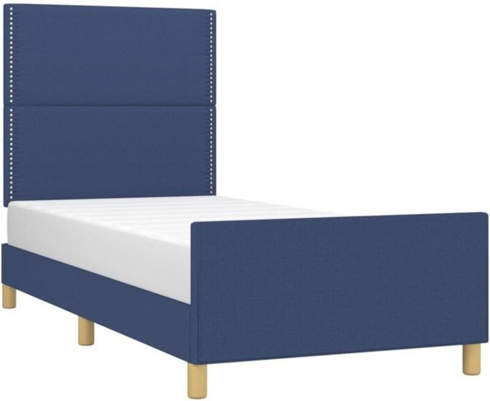 Polsterbett Vidaxl in Blau aus Stoff und Massivholz, B/T/H: 90 x 190 x 128 cm - Bild 1