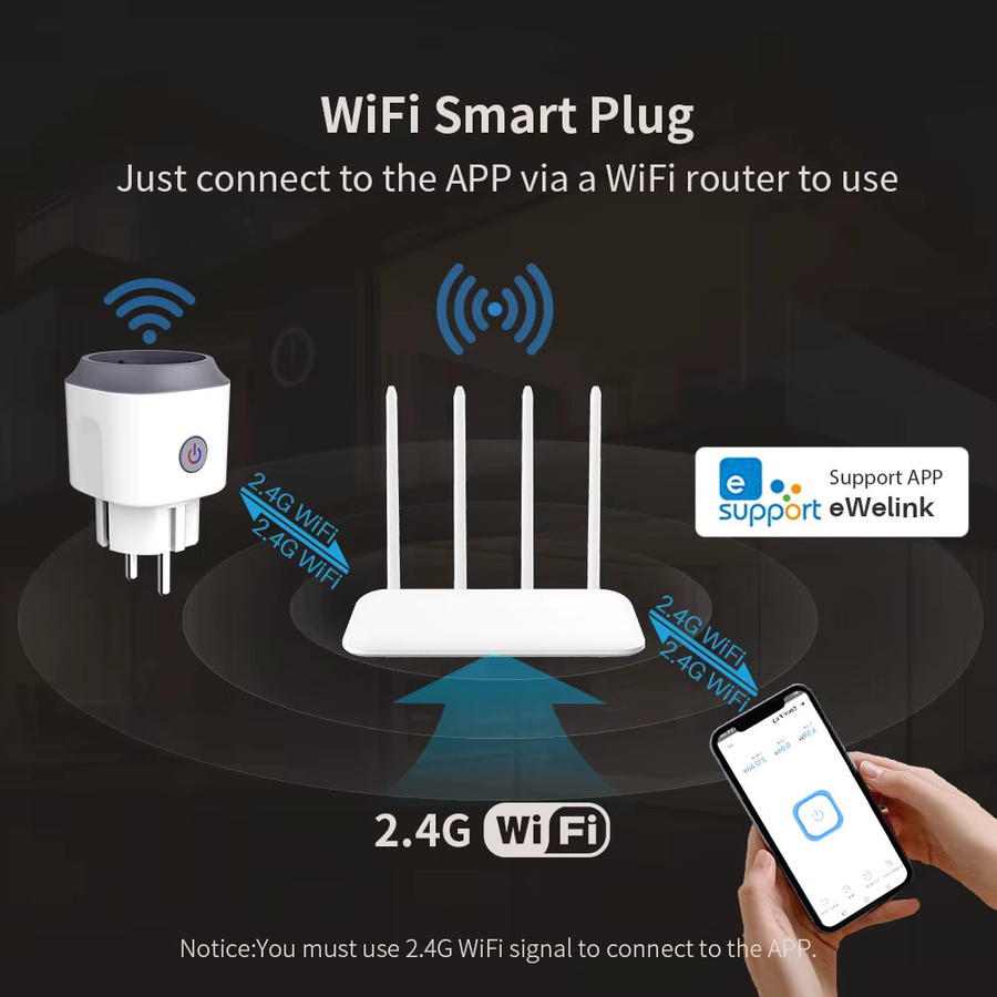 Elivco eWelink Smart Plug 16A WLAN-Steckdose in Weiß mit Timer, Countdown und Leistungsüberwachung, kompatibel mit Google Assistant, Alexa, Alice und Salute - Bild 2