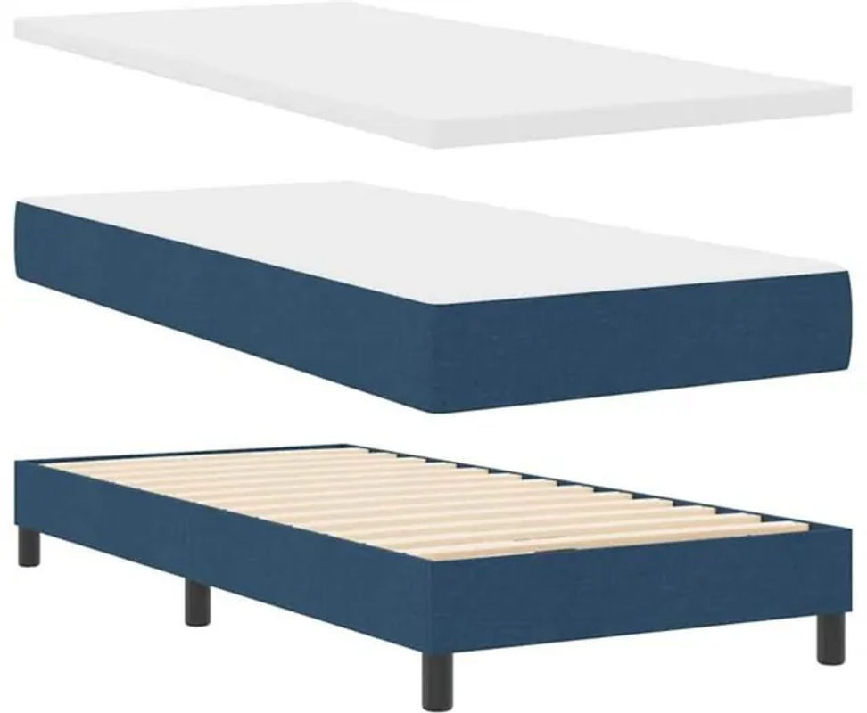 vidaXL Boxspringbett mit Matratze in Blau aus Stoff, B/T: 90 x 200 cm - Bild 1