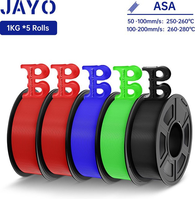 JAYO ASA 3D-Drucker-Filament 1,75 mm, 5 Rollen, hitze- und wetterbeständig für FDM-Drucke im Außenbereich - Bild 1