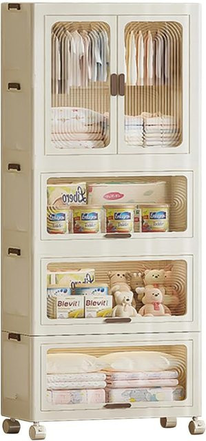 Tragbarer 4-stufiger Kinder-Kleiderschrank TWISTER.CK mit Türen und Hängestange in Weiß - Bild 1