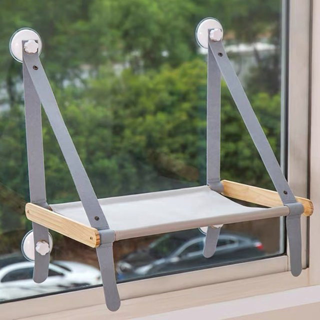 Willstar Katzenhängematte zum Aufhängen am Fenster in Grau mit Saugnäpfen und faltbarer Halterung - Bild 1