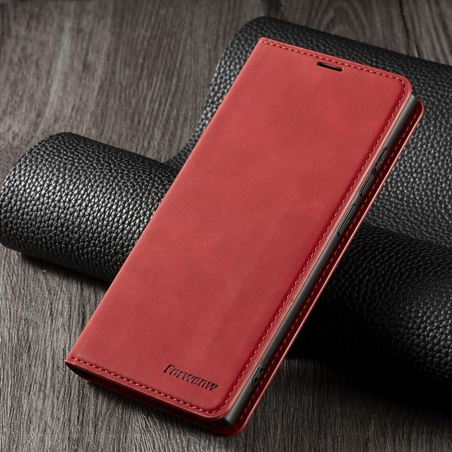 Luxuriöse Leder-Flip-Case mit magnetischer Brieftasche für Samsung Galaxy A-Serie in Rot - Bild 1