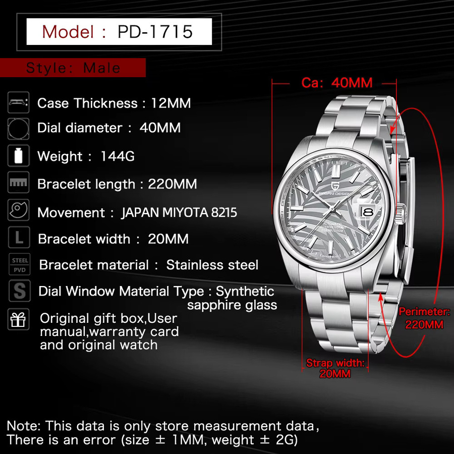 Pagani Design Automatik-Armbanduhr, Edelstahl, Grau, Herren - Bild 4