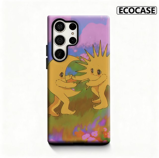 Handyhülle mit Sonnen- und Mondtanz-Design für Samsung Galaxy S25 Ultra, S24 und S23 Ultra Plus, glänzende doppellagige Rückseite, Multicolor - Bild 1